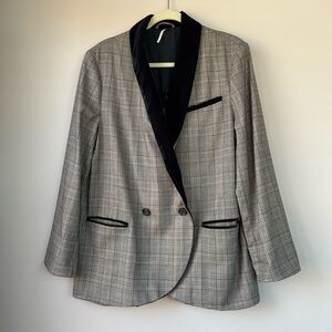 Free People Plaid Blazer with Black Accents